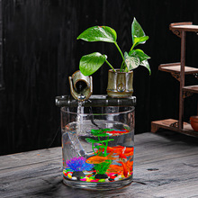 家居小型鱼缸客厅鱼缸流水电视柜摆件办公室桌面加湿器生日礼物