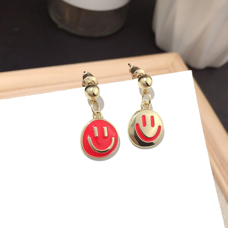 Korean New Fashion Smiley Childlike Silver Needle Earrings Super Fairy Trend Earrings Wholesale Nihaojewelry display picture 3