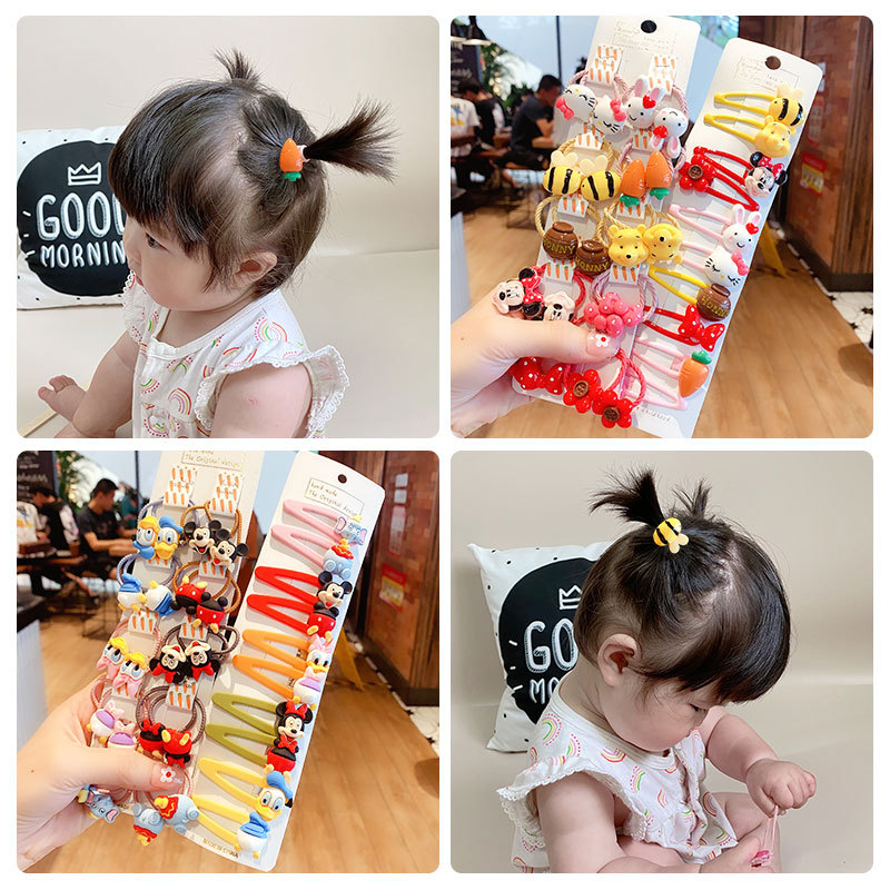 韩版可爱卡通米奇发绳ins网红少女发圈皮筋女唐老鸭发夹儿童头饰