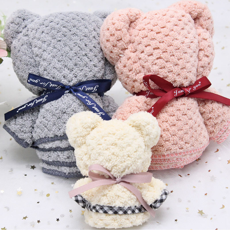 婚慶伴手禮可愛小熊造型珊瑚絨結婚回禮巾節日禮品結婚回禮巾批發