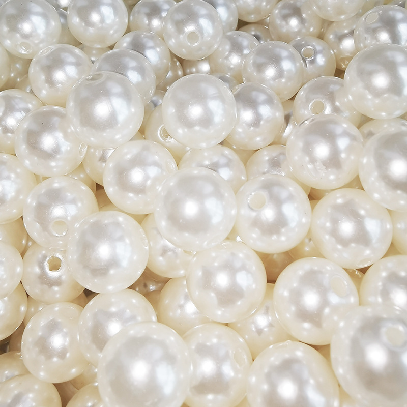 穿孔珍珠6-12mm米色树脂双孔散珠子DIY配件装饰 厂家批发现货|ms