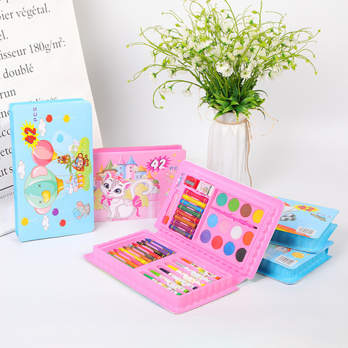 Wholesale 42-piece set children's painting kit watercolor pen combo stationery set student art stationery gift box custom