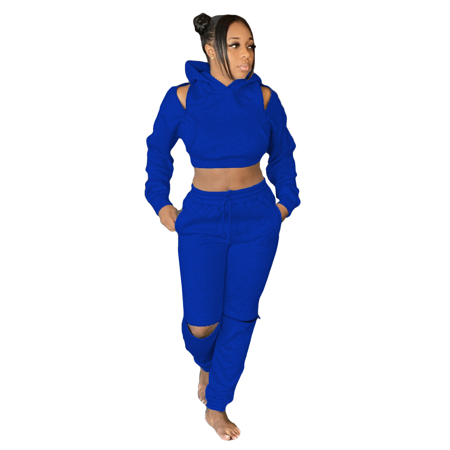 zipper stitching sweatshirt trousers two-piece set nihaostyles clothing wholesale NSALI85448