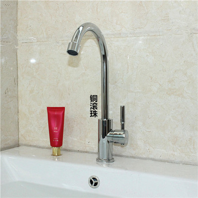 新品電鍍不鏽鋼滾珠軸承立式單冷大彎廚房洗手台菜盆快開水龍頭