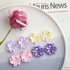 韓國少女系粉誇張花朵花瓣立體花樹脂耳環配件DIY耳釘掛件