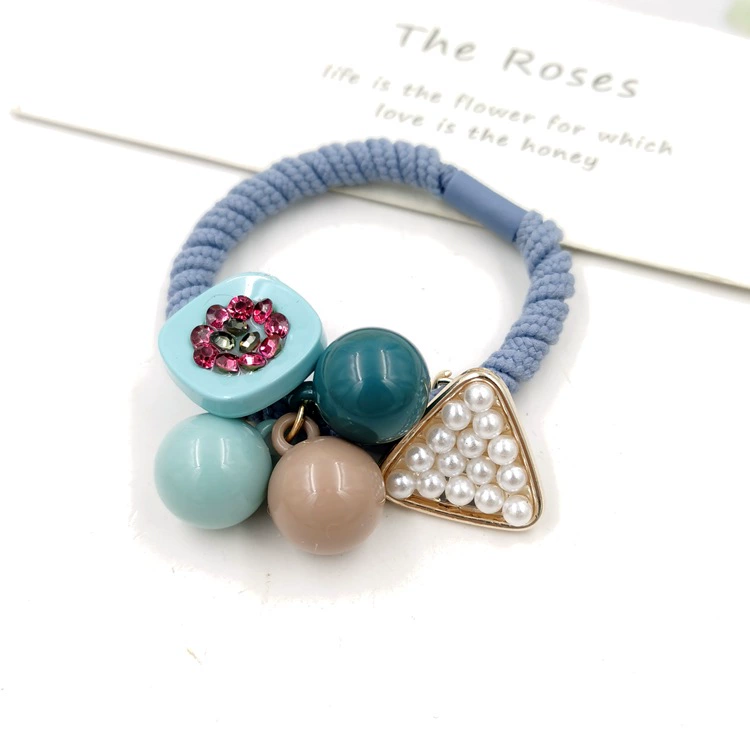 South Korean goods, round beads, hair rope, ponytail from pearl, hair accessory, Japanese and Korean, simple and elegant design
