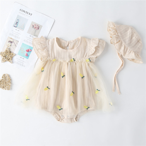 Summer newborn short-sleeve mesh pineapple romper cross-border thin baby infant onesie baby triangle crawling suit