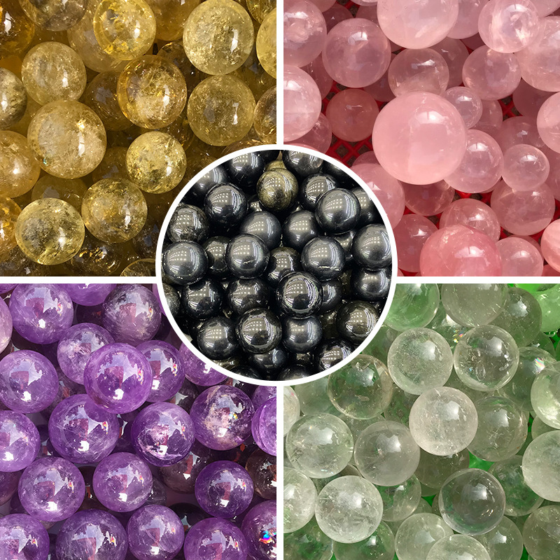 天然白水晶球粉黄黑紫转运球七星阵阵法水晶小球特价销售
