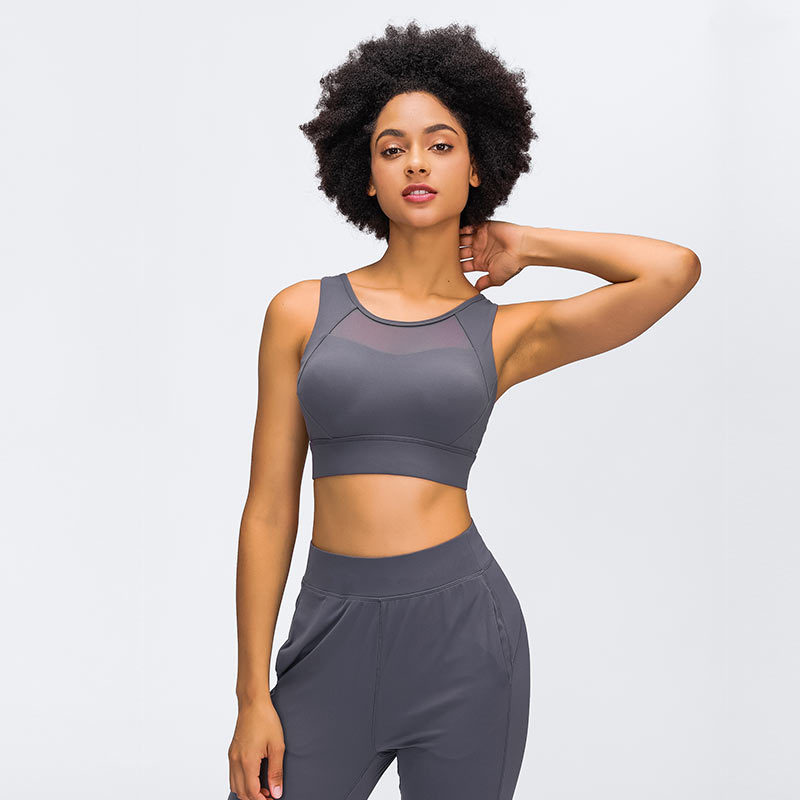 Yoga sports bra top back buckle adjustable sports bra cross back shockproof  sports underwear for women