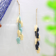 Mediterranean-style creative retro blue and white small fish string fishing net ocean wall hanging decoration for walls