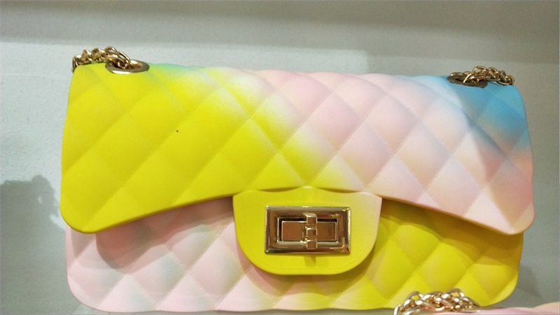 Clearance gradient graffiti colored jelly bag, diamond-shaped chain bag, small square bag for export, single-shoulder bag, crossbody bag undefined
