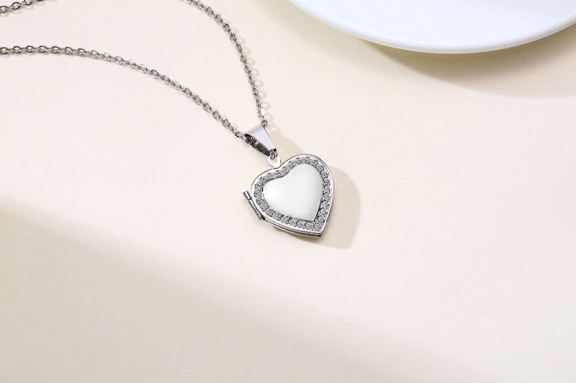 Simple Style Heart Shape Stainless Steel Plating Zircon Pendant Necklace 1 Piece display picture 4