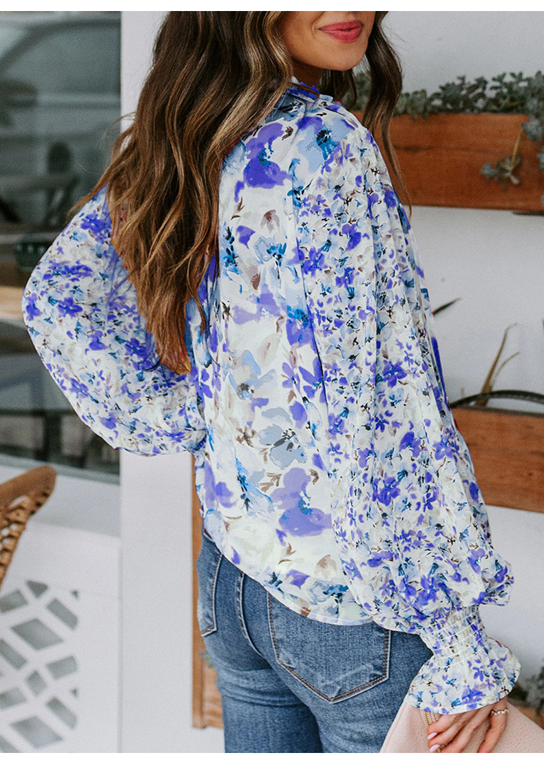 long-sleeved shirt women autumn new loose fashion floral pattern ladies shirt  NSSI2318