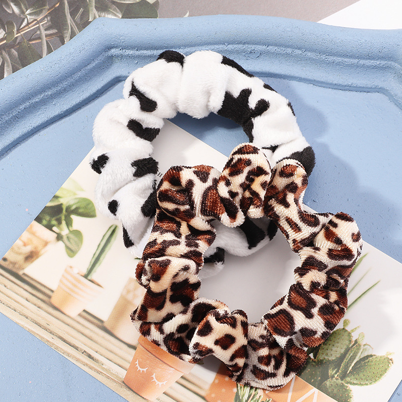 Retro Leopard Spotted Hair Scrunchies Set display picture 15