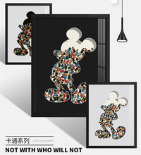 KAWS暴力熊多拉A梦皮卡丘积木乐高实物挂画儿童房立体画轻奢卡通