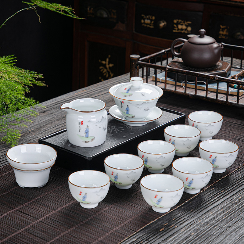 厂家批发陶瓷商务礼品茶具整套日用家用功夫茶具礼盒套装Logo定制|ms