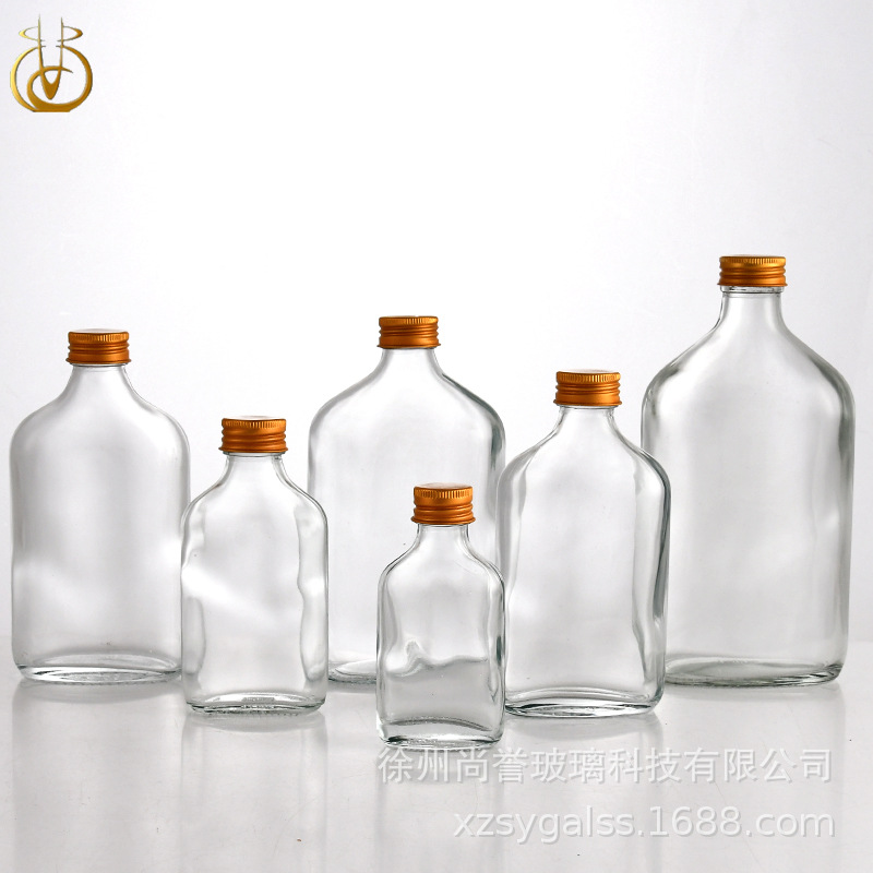 现货果汁饮料瓶咖啡馆用奶茶自酿瓶100ml圆果酒瓶200ml扁酒瓶