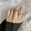 Retro golden ring with letters, Korean style, English letters, European style, on index finger