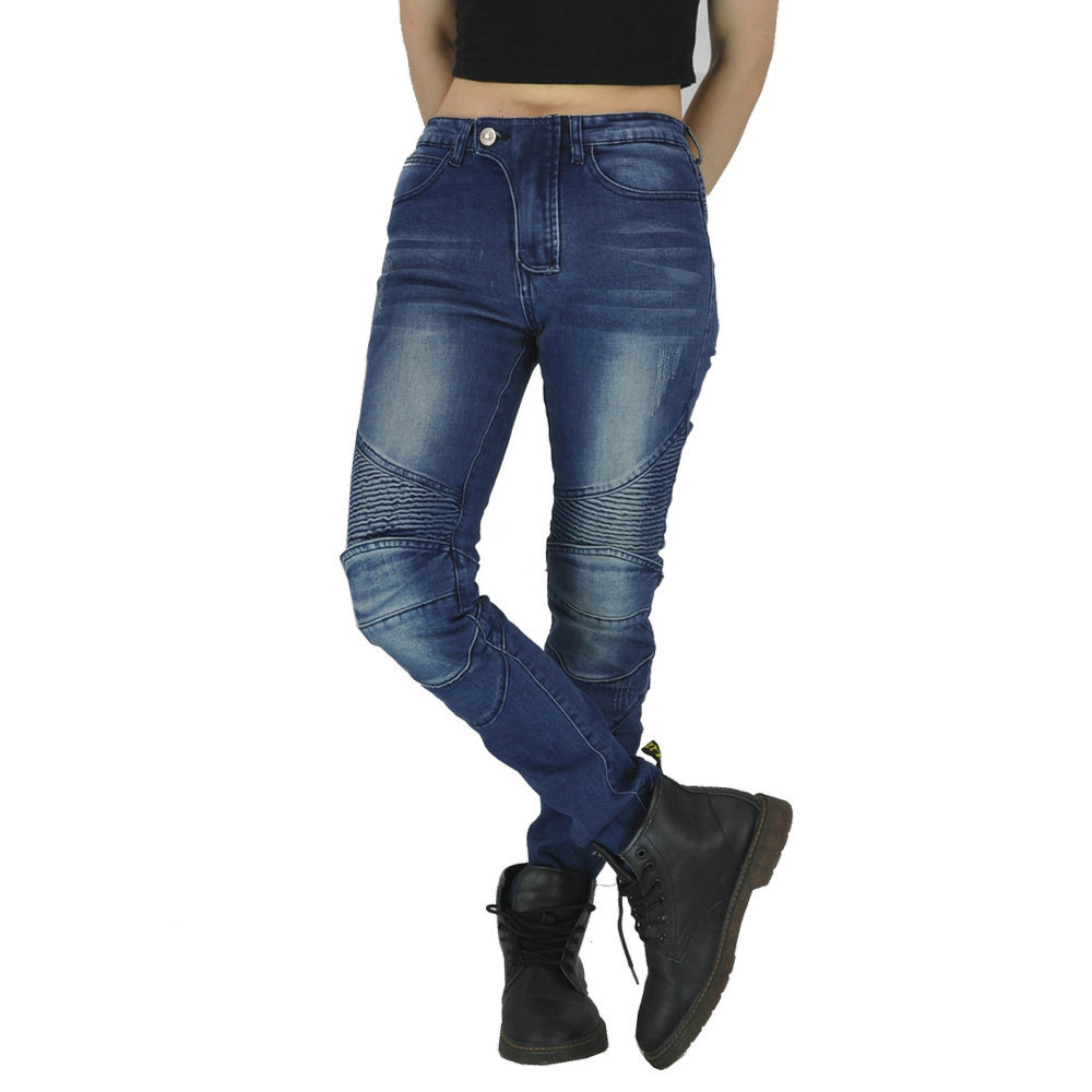 VOLERO casual motocicleta SLIM-Fit stretch pantalones anti-caída Pantalones vaqueros de la motocicleta de carreras de motos pantalones de montar para las mujeres