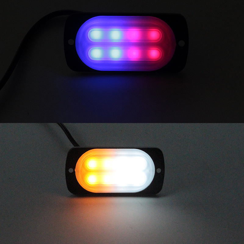 Nueva guía de luz lateral delgada Tarjeta de luz de flash luz de advertencia luz estroboscópica 12-24V 8Led
