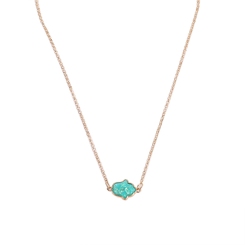 simple semi-precious stone palm pendent necklace