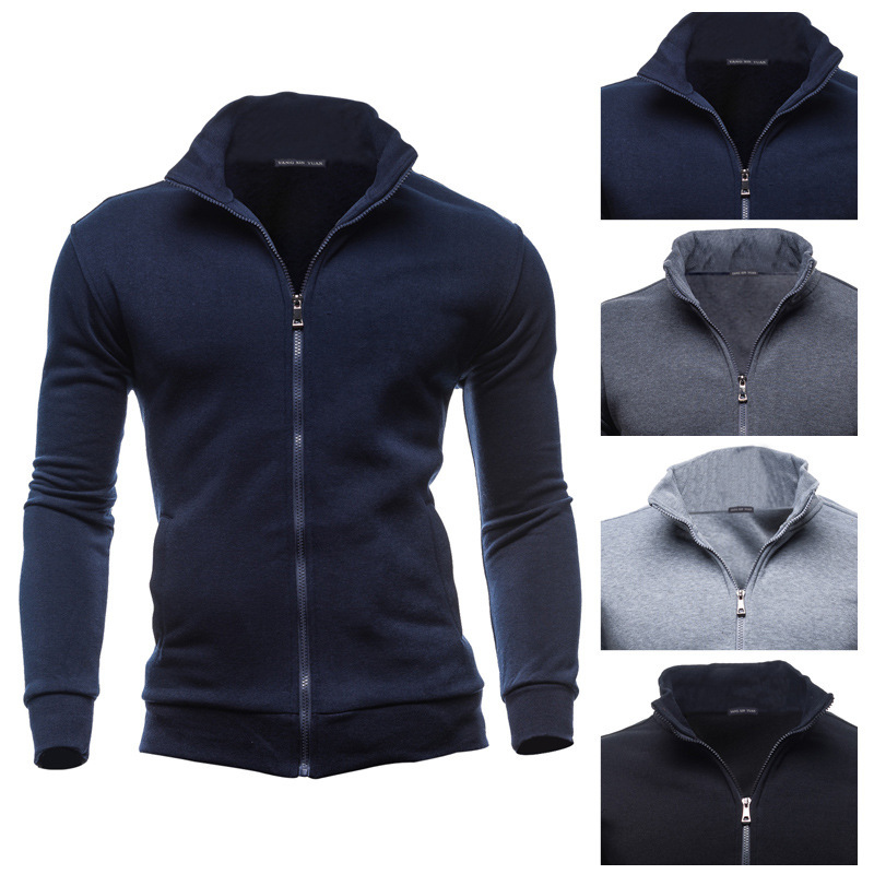 Men's Clothing wsih men's retro sweatshirt sports cardigan fleece zipper jacket_ecoleips.com