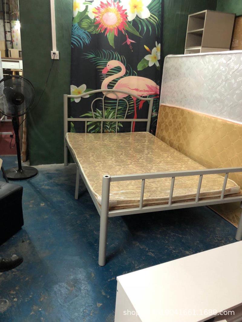 员工宿舍床双人床单层铁床铁艺床单人床单层床1.2米 1.5米铁架床|ms
