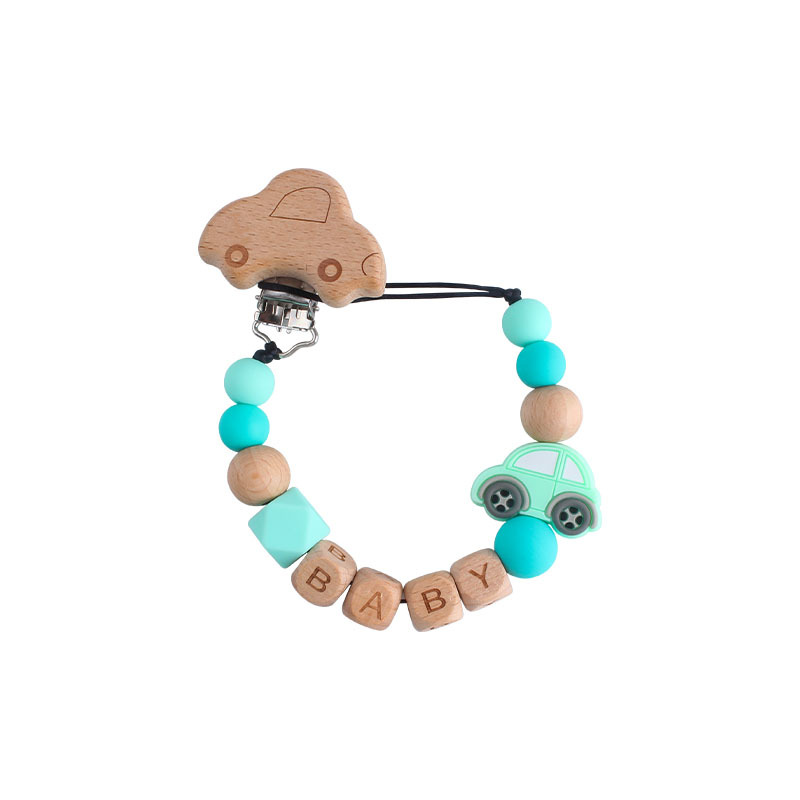 Nueva haya coche chupete clip DIY creativo de dibujos animados de silicona coche bebé nombre chupete cadena