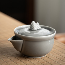 冰灰釉手抓壺 陶瓷功夫茶壺茶碗 日式冰山蓋碗普洱茶泡茶器