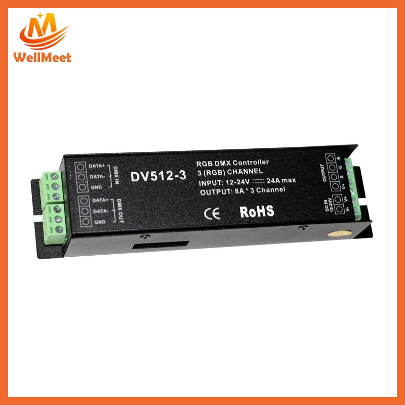 Контроллер Wilunmeit DMX512 LED декодер DV512-3 с нерегулярной вспышкой, мощный декодер