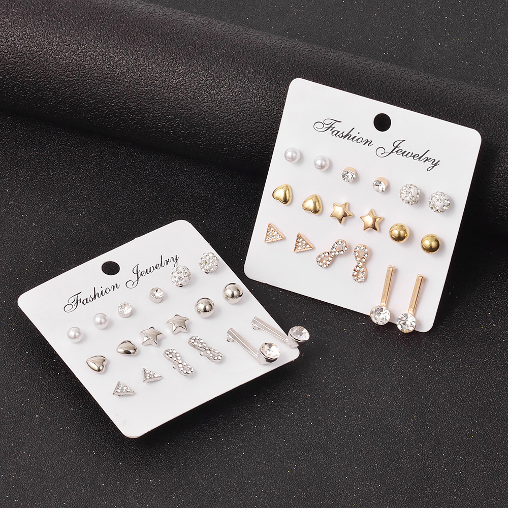 Diamond-studded Star Earring 9-piece Set display picture 1