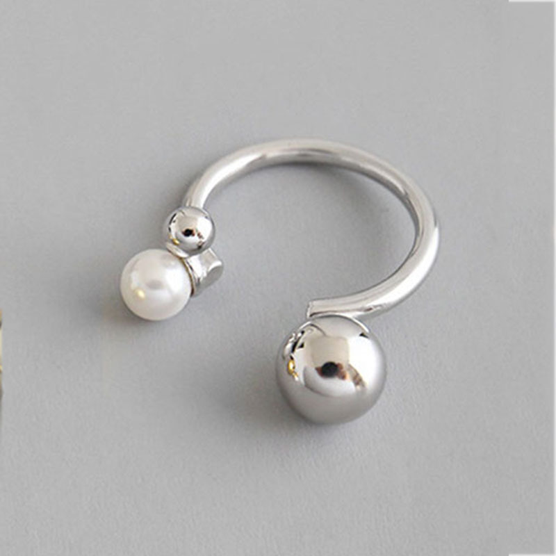 Fashion S925 Sterling Silver Round Bead Ring Wholesale display picture 1