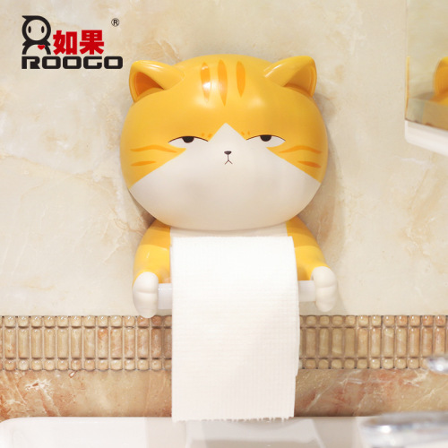 If creative cartoon roll toilet tissue box wall-mounted vinyl toilet paper hanger punch-free paper box