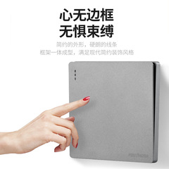 Festing Switch Socket Grey 5-Way Plug One Switch 86 Type Household Wall Mount Panel Power Multi-Port