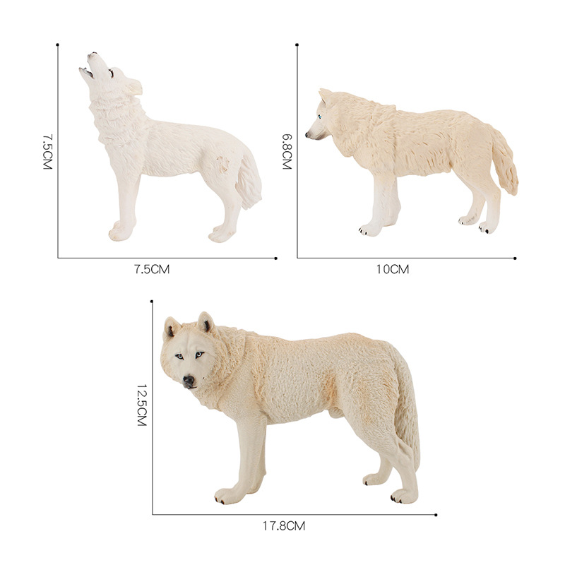 Exportación transfronteriza venta caliente modelo de animales forestales para niños lobo blanco sólido rugido lobo adornos de arena creativos