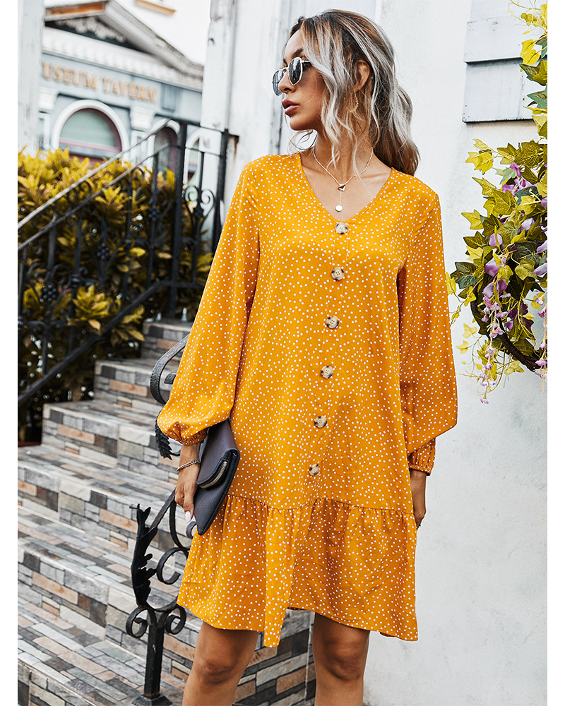 autumn and winter dresses V-neck simple casual loose dress women NSKA207