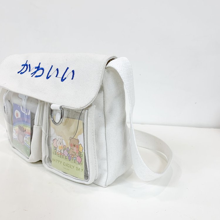 Japanische Ins College-stil Niedliche Cartoon Transparente Leinen Tasche Koreanische Chic-studenten All-match-klassen Tasche Umhang Tasche display picture 26