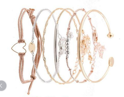 New European and American Cross-border Hand Accessories, Simple and Personalized Knotted Circle Diamond Arrow Four-Piece Set Bracelet and Necklace