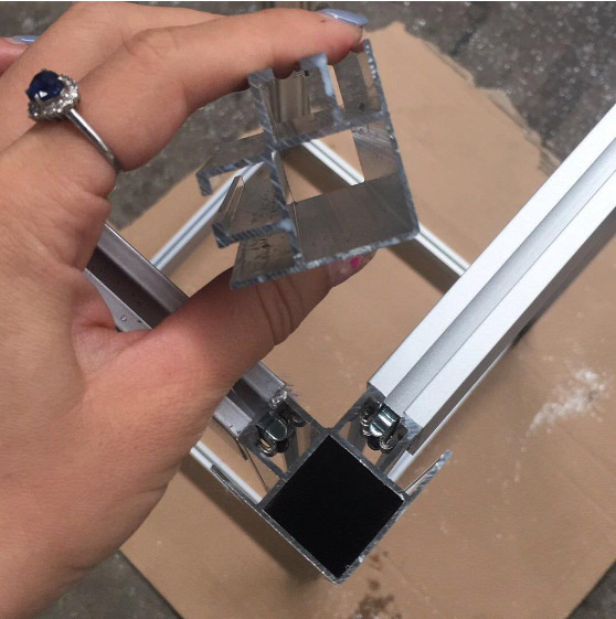 直销五金配件家具铝型材配件移动旋转移动四角展示架易拆易装