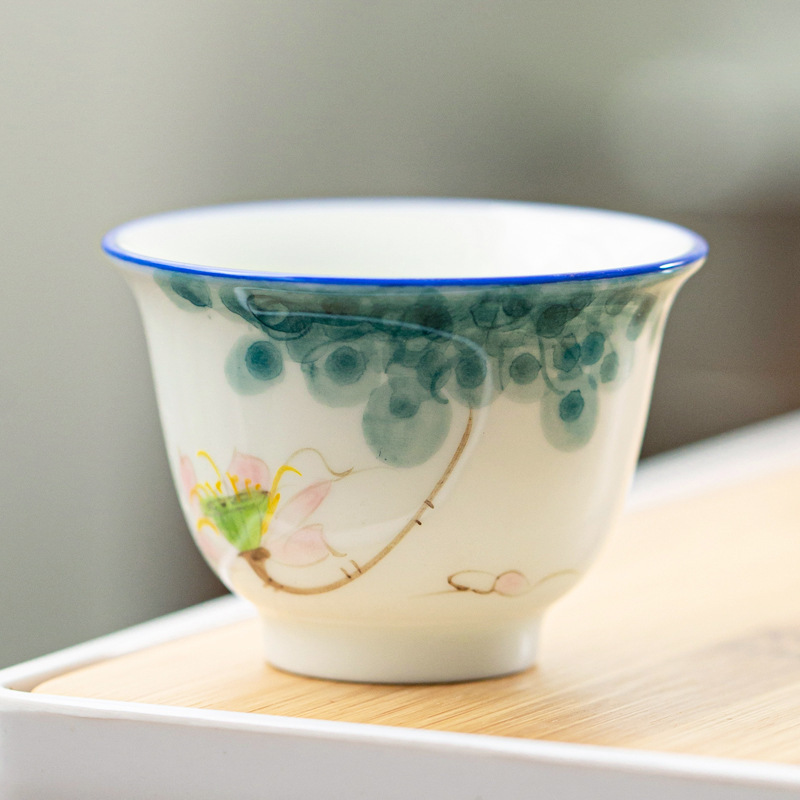 Taza de té pintada a mano cerámica hogar Kung Fu juego de té taza de té porcelana blanca hecha a mano taza de té japonesa taza pequeña taza de té Dehua