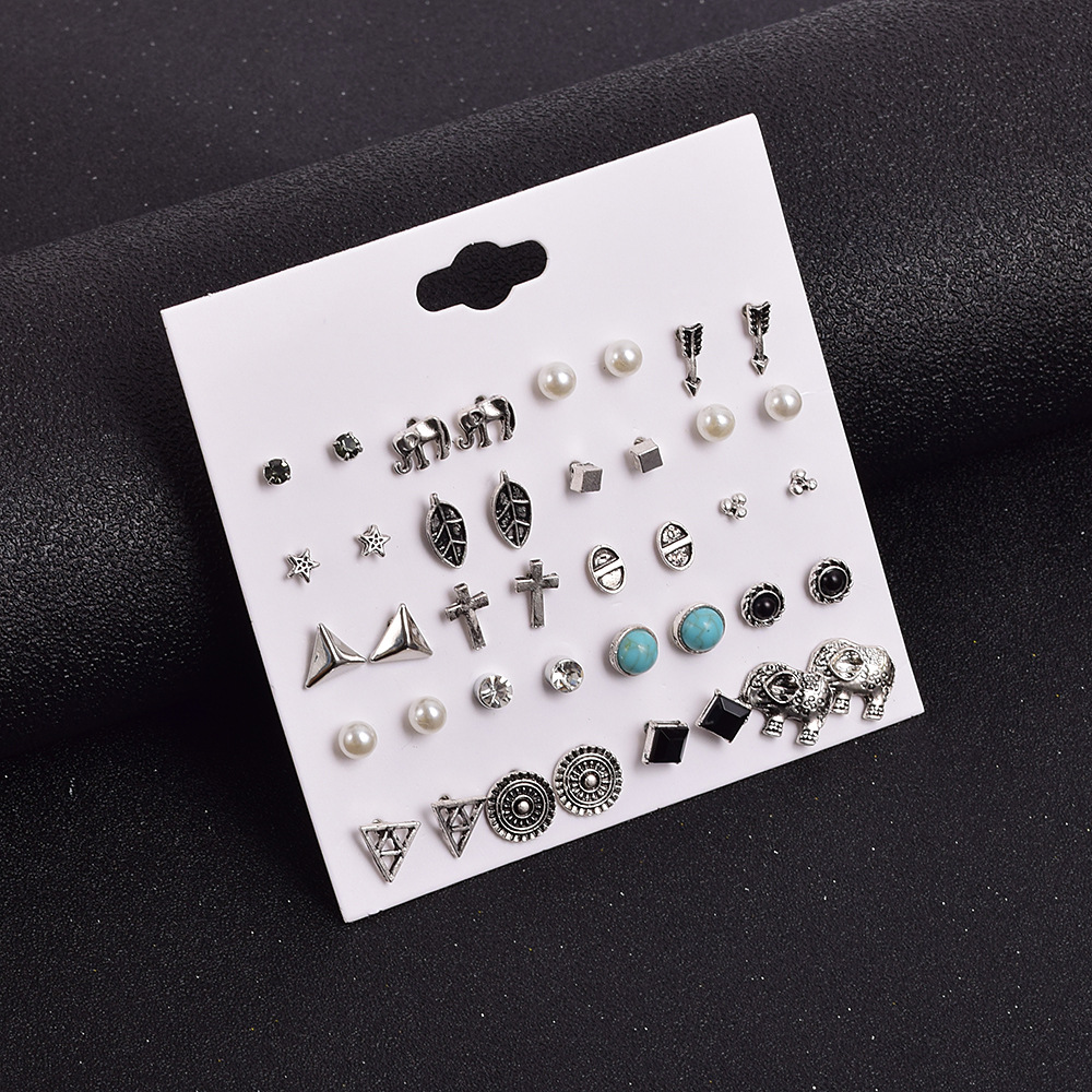 Ethnic Style Geometric Plating Alloy Artificial Gemstones Earrings Ear Studs display picture 3