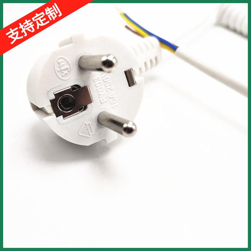 1.5米欧规欧式单头3X1.5mm²铜线芯欧标裸尾三芯剥皮上锡三线插头