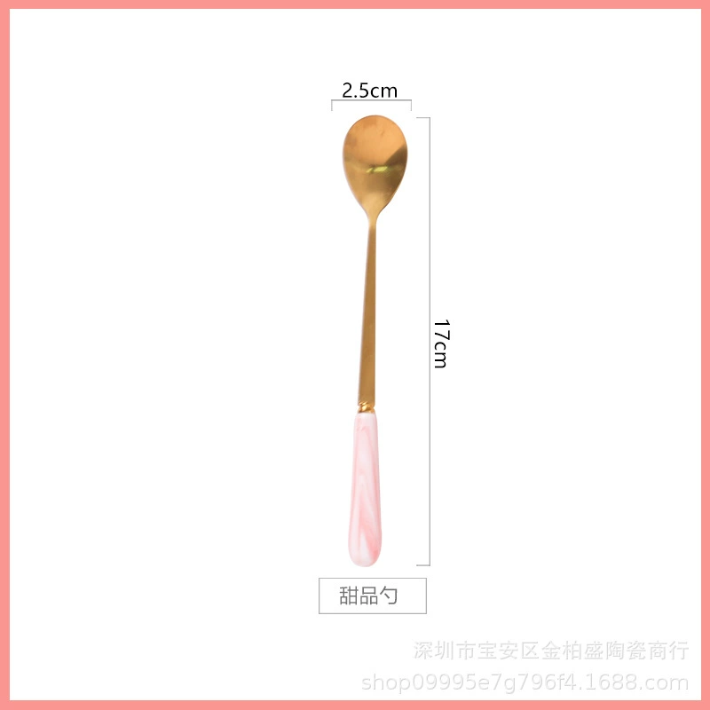 Tableware stainless steel — Ceramic-handle cutlery, marble patterns, coffee & fruit forks, 5-piece sets
