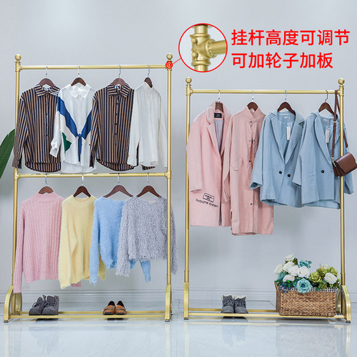 Clothing Rack Floor Standing Children's Clothes Hanger Unisex Store Shelf with Adjustable Double Layer Wedding Dress Display Stand
