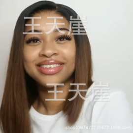 跨境货源欧美假发短发黑色波波头 蓬松修脸偏分BOB化纤假头套厂