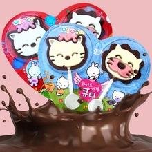 批發 韓國進口海太貓頭巧克力可愛心型貓咪棒棒糖 27克 整箱36支