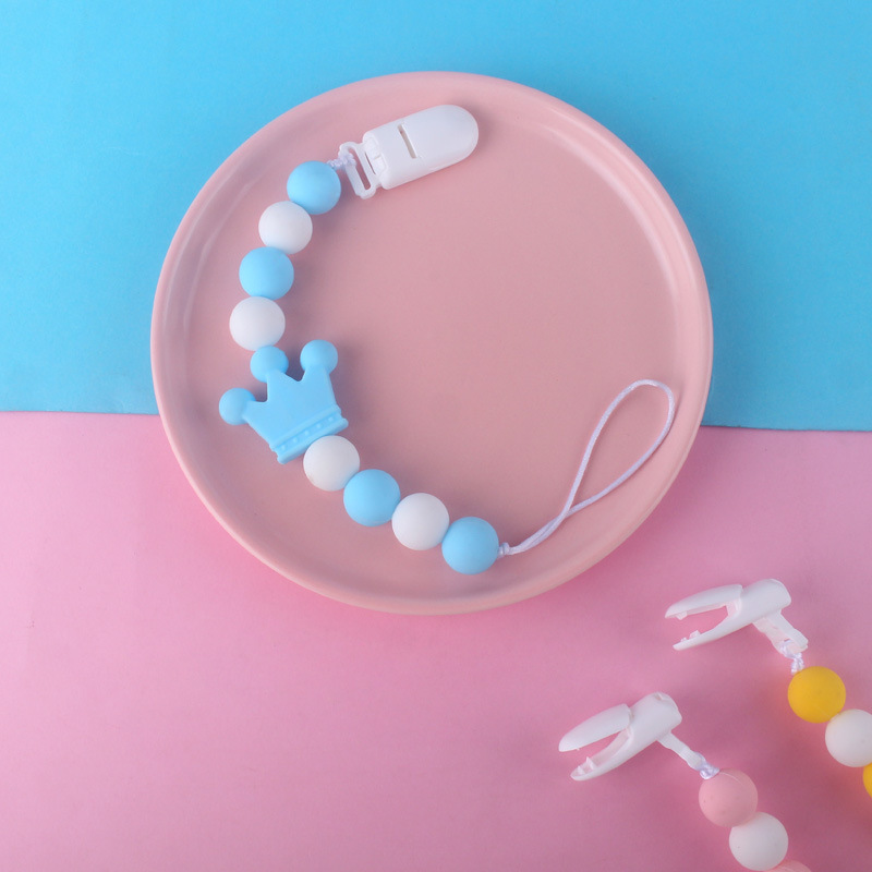 Suministros para bebés calmante clip de chupete de silicona bebé anti-gota cadena cuentas de silicona Cadena de chupete Comercio exterior Amazon Venta caliente