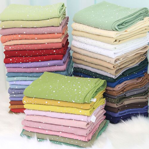 Malaysia Single Color Scarf 50 Colors Star Anise Ceramic Ironed Diamond Pearl Georgette Bandana Solid Color Long Scarf
