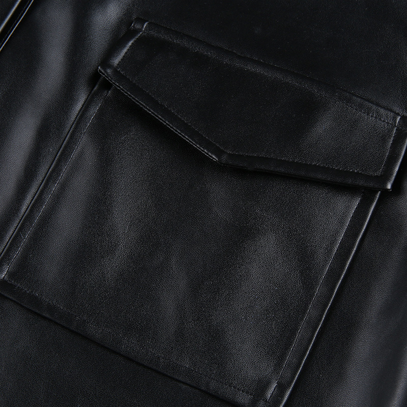 pu imitation leather loose single-breasted jacket Nihaostyles wholesale clothing vendor NSSSN75218