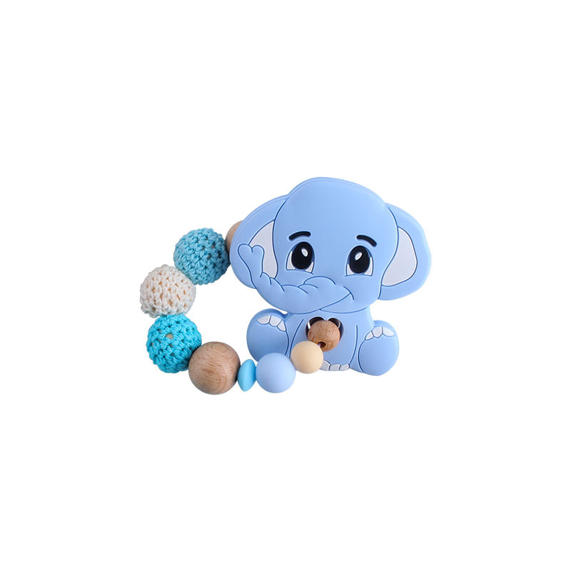 Bebé DIY creativo de haya animal de dibujos animados juguete mordedor pulsera nueva silicona elefante dientes molienda juguete